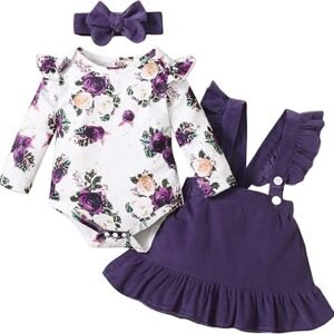 "Adorable Kucnuzki Newborn Baby Girl Clothes: Toddler Long Sleeve Ruffle Romper Top and Infant Skirt Set for Your Little Fashionista!"
