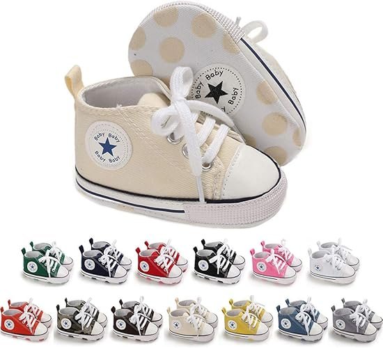 Meckior Baby Girls Boys Canvas Sneakers Soft Sole High