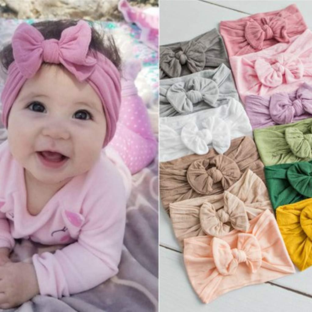 Best Nylon Headbands Hairbands Hair Bow Elastics Handmade Hair Accessories for Baby Girls Newborn Infant Toddlers Kids(Pink) - Image 5