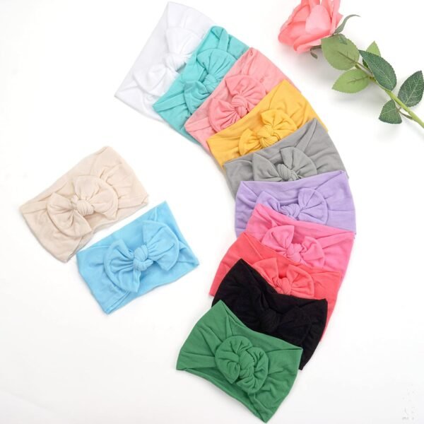 Best Nylon Headbands Hairbands Hair Bow Elastics Handmade Hair Accessories for Baby Girls Newborn Infant Toddlers Kids(Pink) - Image 3