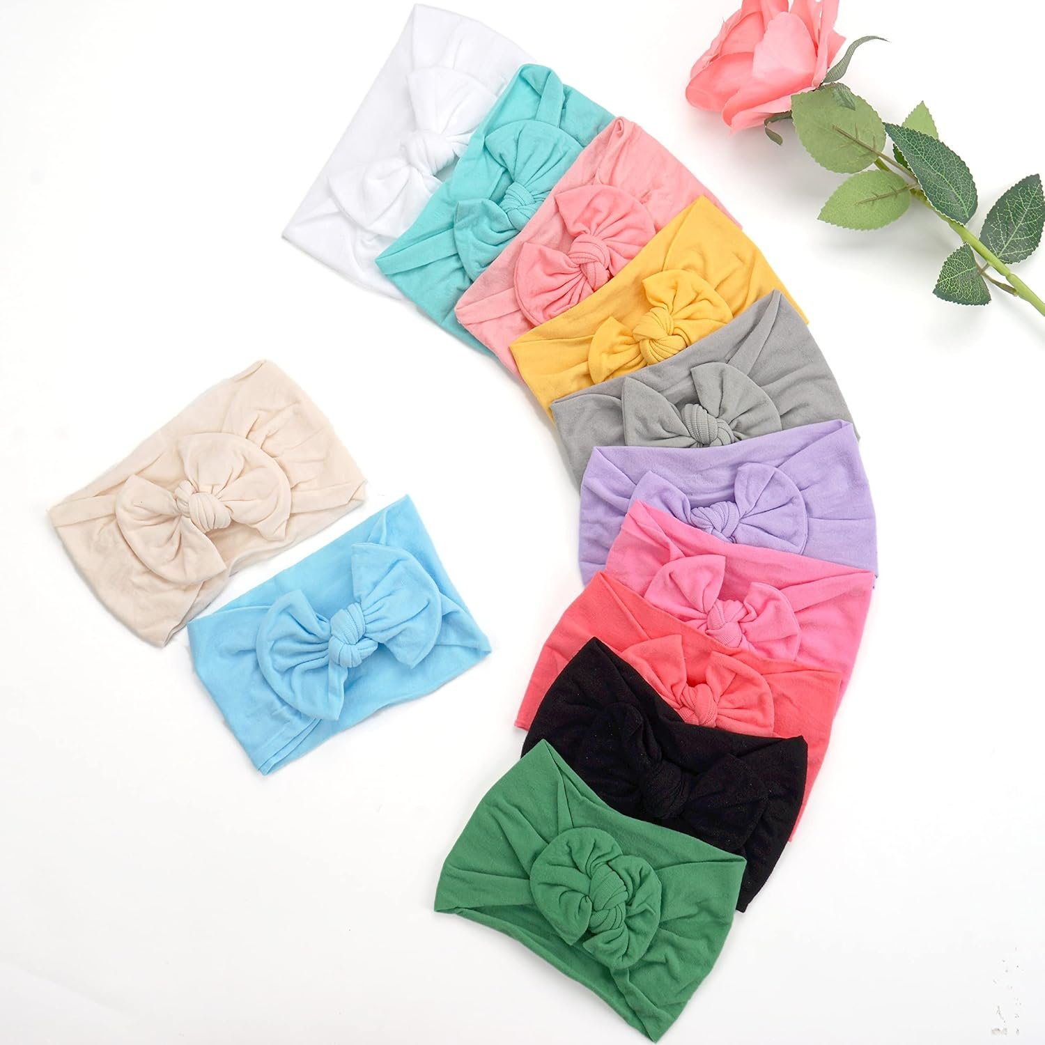 Best Nylon Headbands Hairbands Hair Bow Elastics Handmade Hair Accessories for Baby Girls Newborn Infant Toddlers Kids(Pink) - Image 3