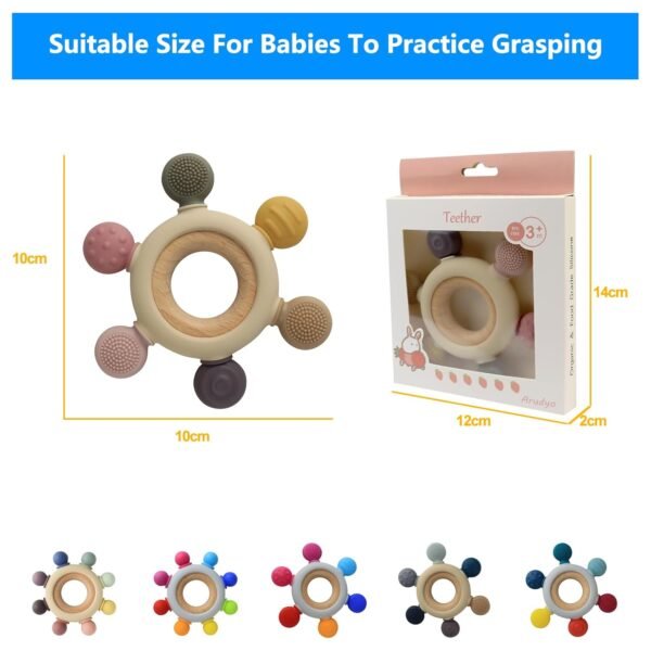 Best  Arudyo Wooden Newborn Teething Ring Soothe Babies Gums (Khaki) Review: Safe, Stylish & Soothing for Babies - Image 6