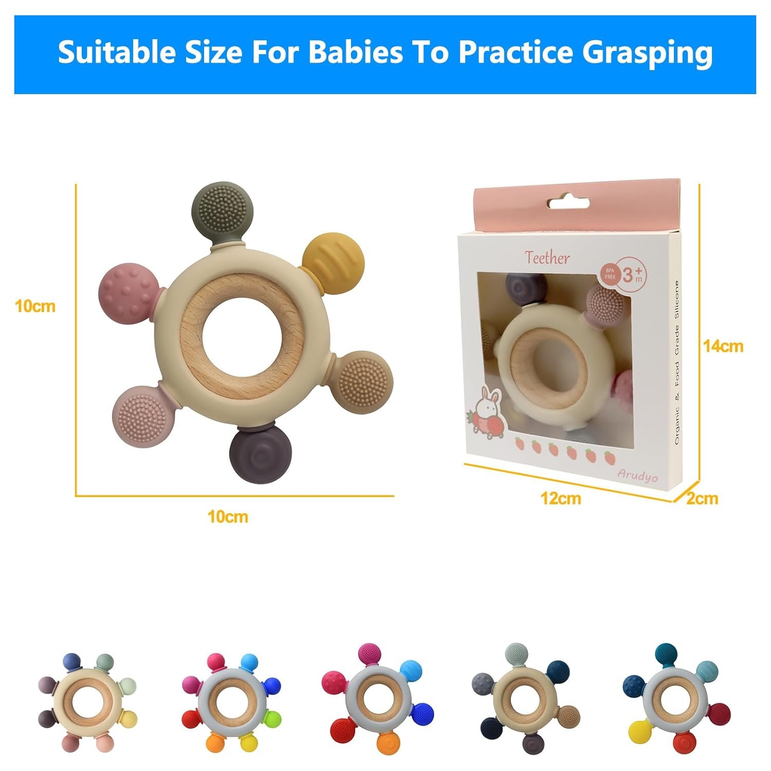 Best  Arudyo Wooden Newborn Teething Ring Soothe Babies Gums (Khaki) Review: Safe, Stylish & Soothing for Babies - Image 6