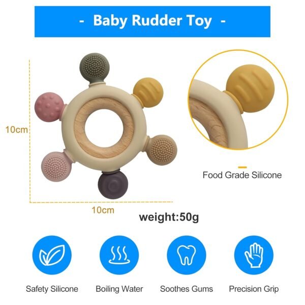 Best  Arudyo Wooden Newborn Teething Ring Soothe Babies Gums (Khaki) Review: Safe, Stylish & Soothing for Babies - Image 2