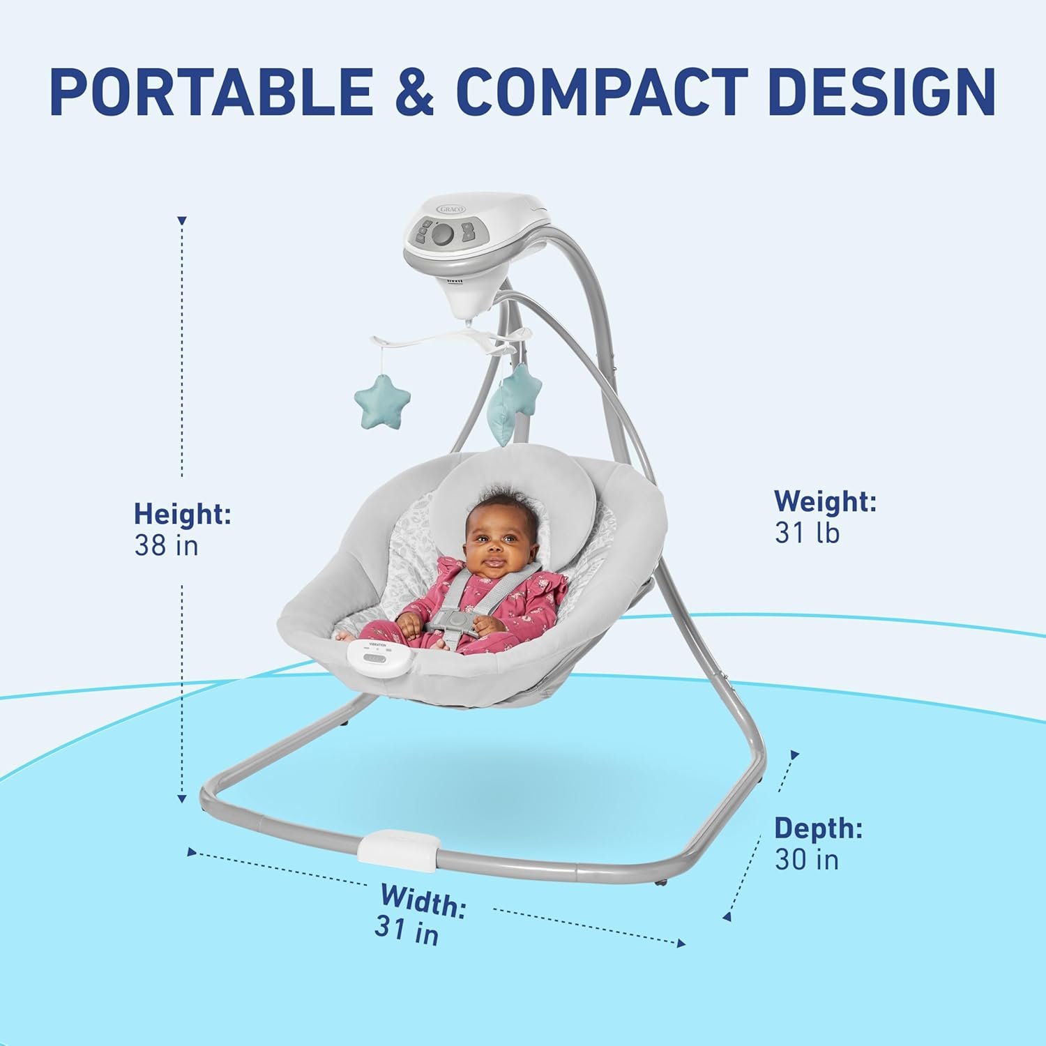 Graco Simple Sway Swing - Soothing Baby Swing with Adjustable Speeds & Plush Comfort