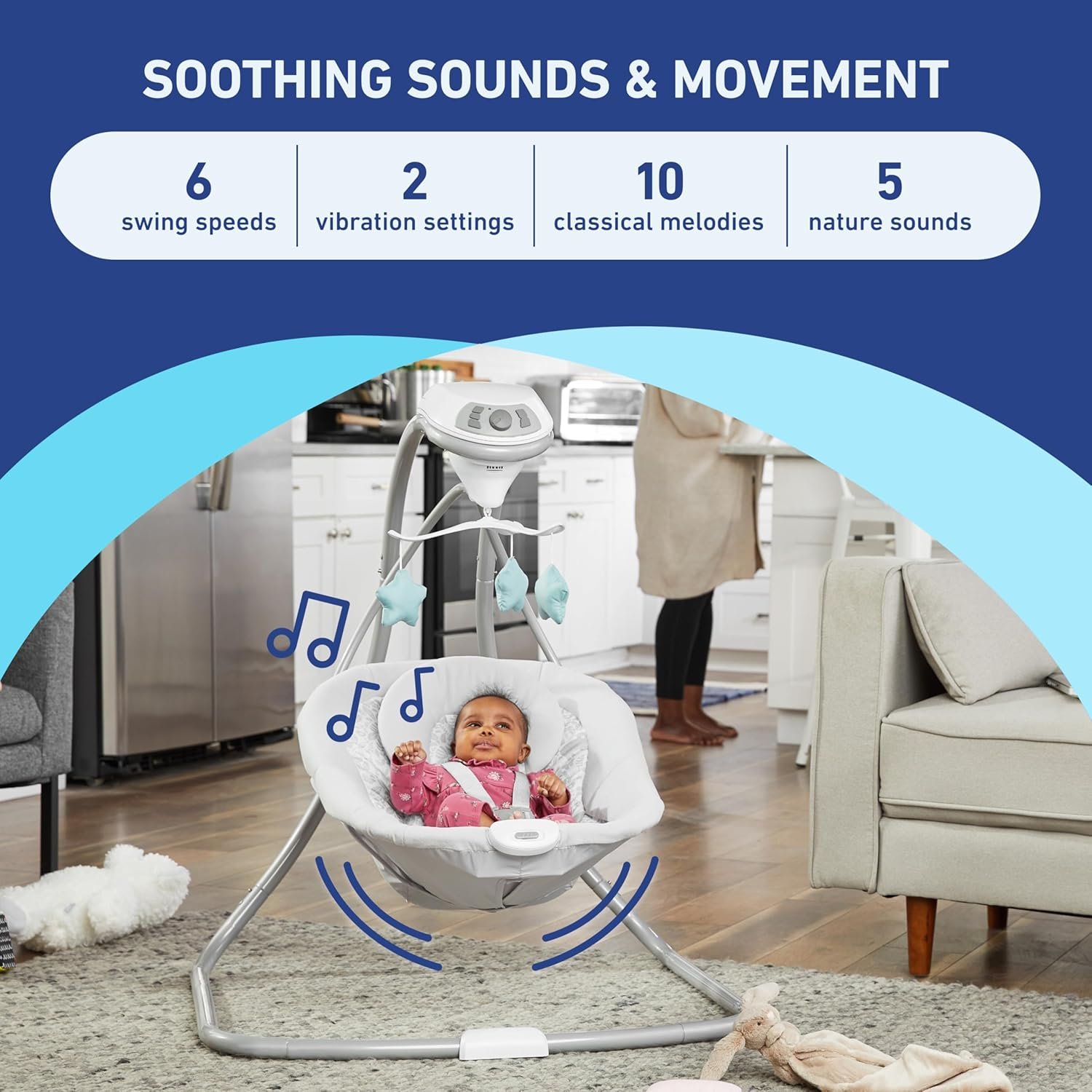 Best Graco Simple Sway Swing - Soothing Baby Swing with Adjustable Speeds & Plush Comfort - Image 2