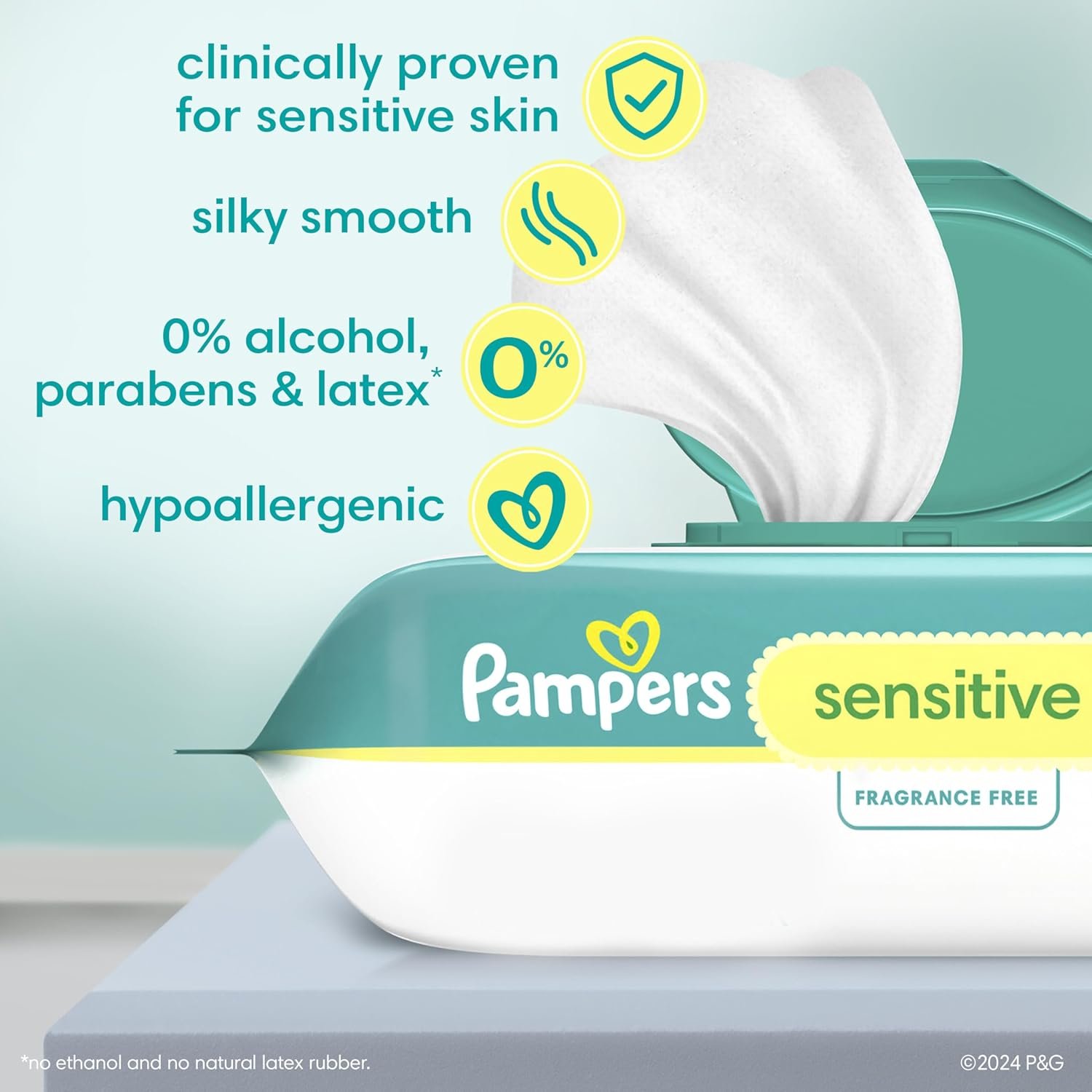 Pampers Sensitive Baby Wipes - Hypoallergenic, Water-Based, Unscented, 1008 Wipes Total
