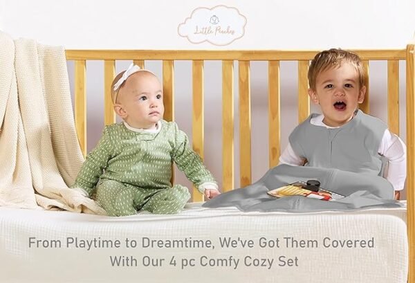 4Pc Comfy Cozy Set – 2 Sleep Sacks & 2 Footed Pajamas for Babies (3-6 Months)