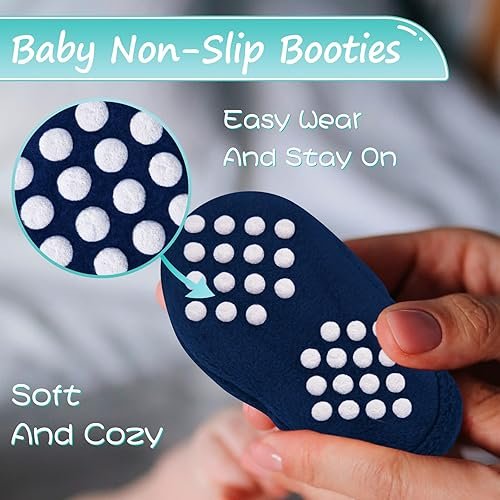 Buy Baby Fleece Booties Newborn Unisex Booties Non-Slip Newborn Infant First Walkers Warm Shoes House Slippers for Baby Boys & Baby Girls Toddlers Review - Image 8