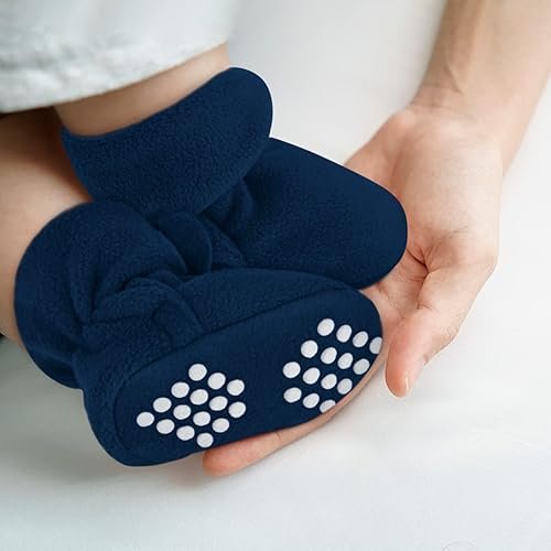 Buy Baby Fleece Booties Newborn Unisex Booties Non-Slip Newborn Infant First Walkers Warm Shoes House Slippers for Baby Boys & Baby Girls Toddlers Review - Image 7