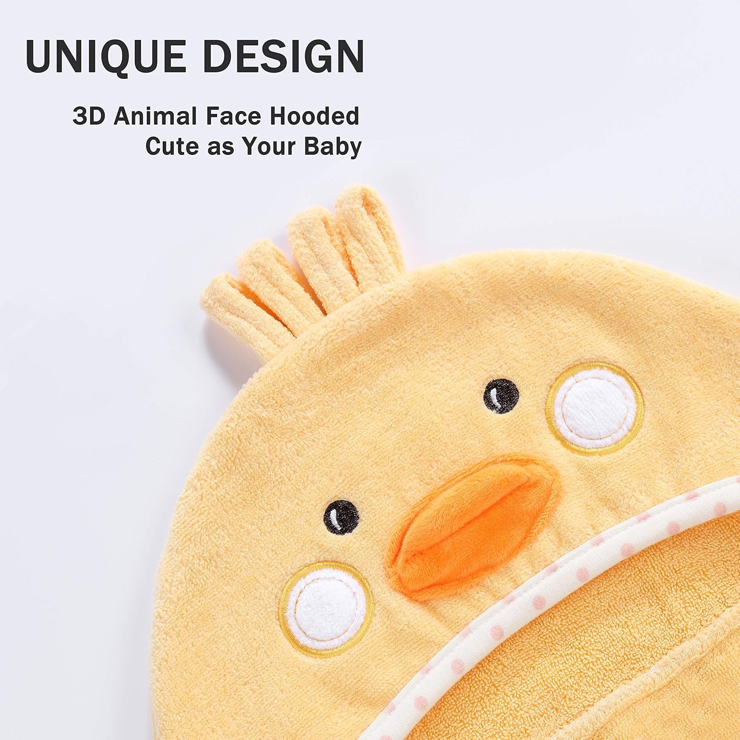Buy Baby Hooded Towel with Unique Animal Design Ultra Soft Thick Cotton Bath Towel for Newborn (Chick) - Image 2