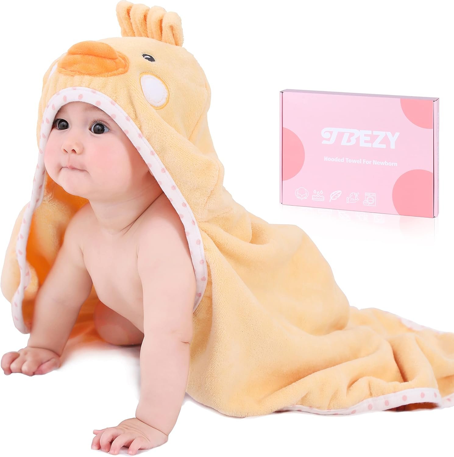 Baby Hooded Towel with Chick Design – Ultra-Soft Thick Cotton Bath Towel for Newborns