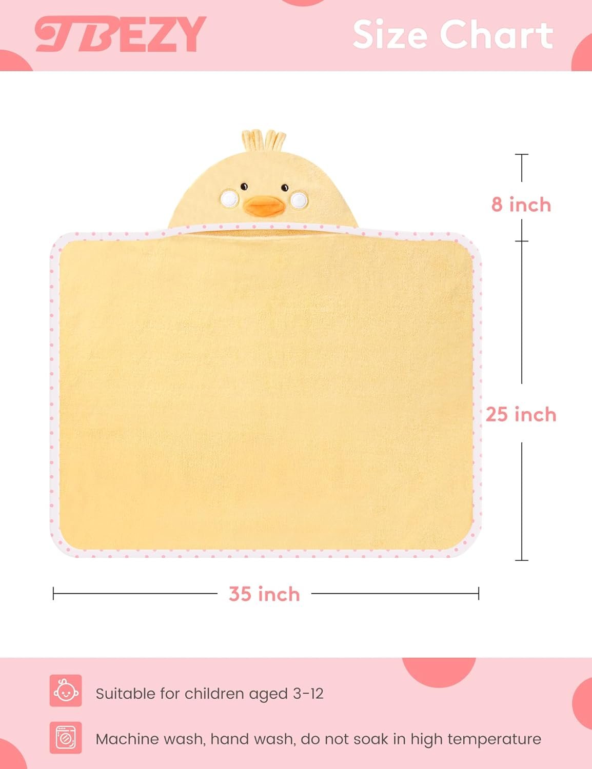 Buy Baby Hooded Towel with Unique Animal Design Ultra Soft Thick Cotton Bath Towel for Newborn (Chick) - Image 7