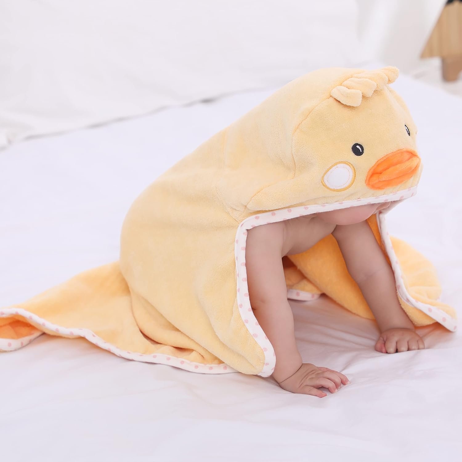 Buy Baby Hooded Towel with Unique Animal Design Ultra Soft Thick Cotton Bath Towel for Newborn (Chick) - Image 8