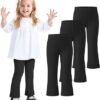 3 Pack Baby Girls Flare Leggings | Soft Cotton Toddler Bell Bottoms Pants