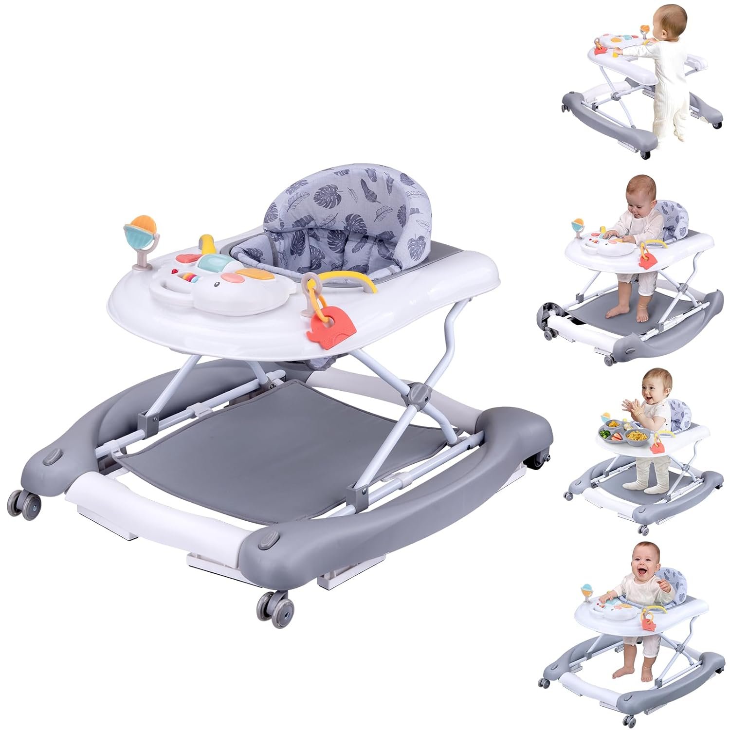 5-in-1 Foldable Baby Walker | Activity Center, Rocker & Push Walker