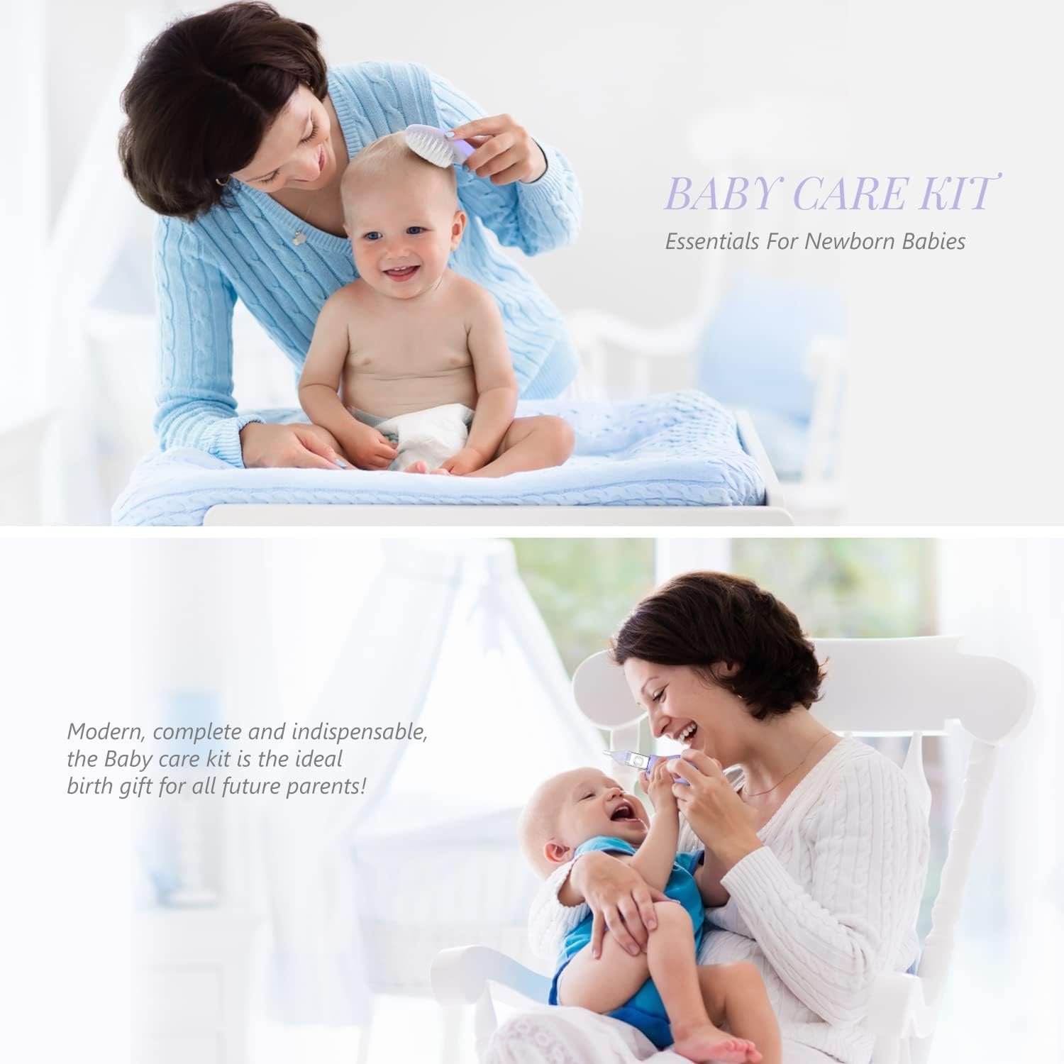 Best Baby Grooming Kit, 15 in 1 Portable Baby Safety Care Kit with Baby Brush and Comb Set Nail Clippers Nasal Aspirator etc for Nursery Newborn Infant Girl Boys Keep Clean Baby Essentials - Image 2