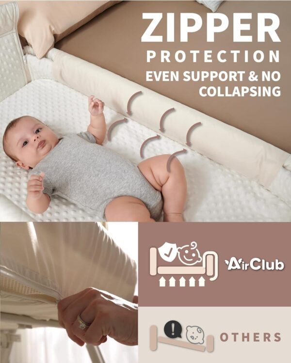 Best Bassinet Bedside Sleeper, Baby Crib for Newborn, Baby Bassinets Bedside Sleeper with 4 Auto-Lock & Adjustable Height, Breathable Mesh & Mattress, Bedside Bassinet - Image 4