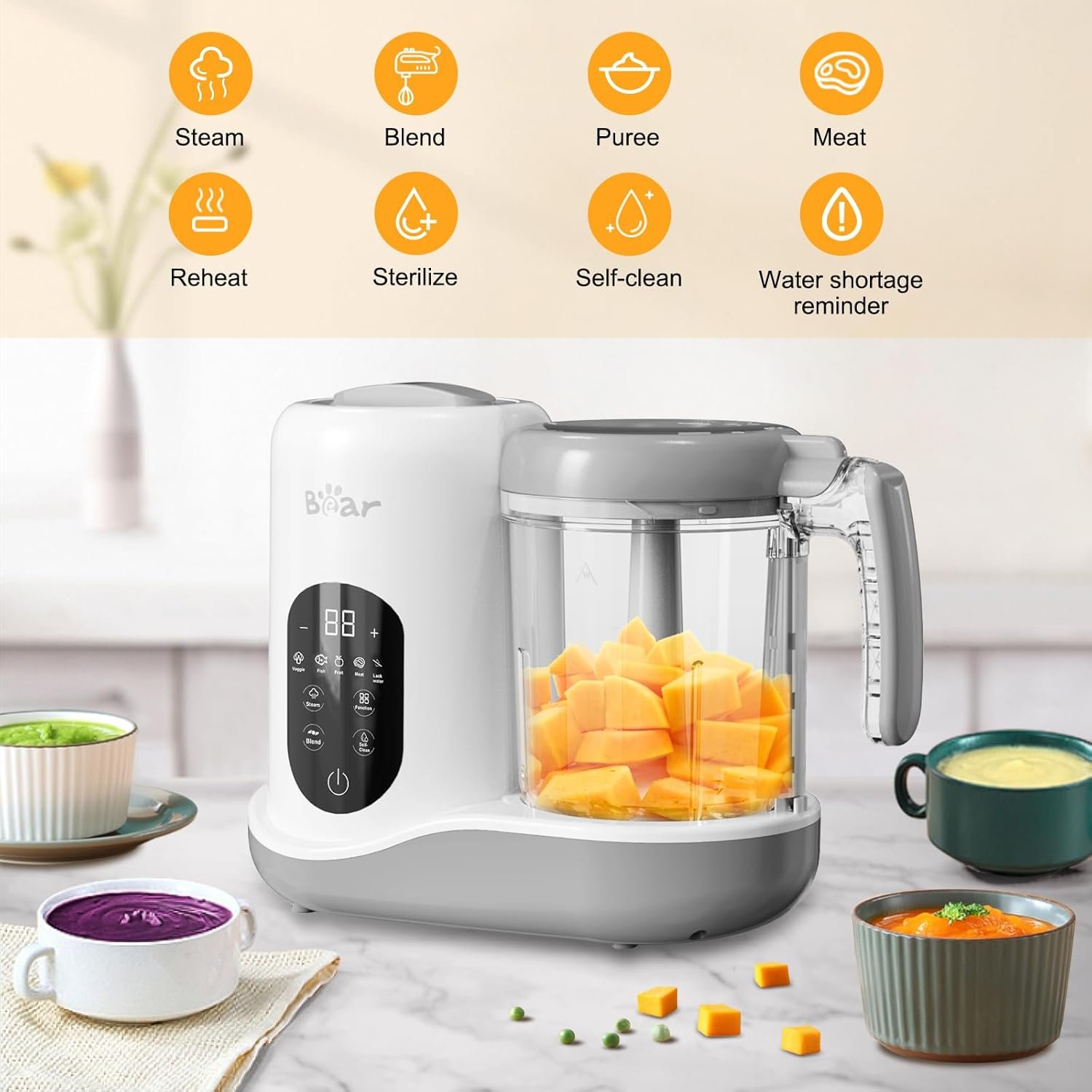 Buy BEAR 2024 Baby Food Maker: One-Step Steamer, Blender & Self-Cleaning Puree Processor - Image 4