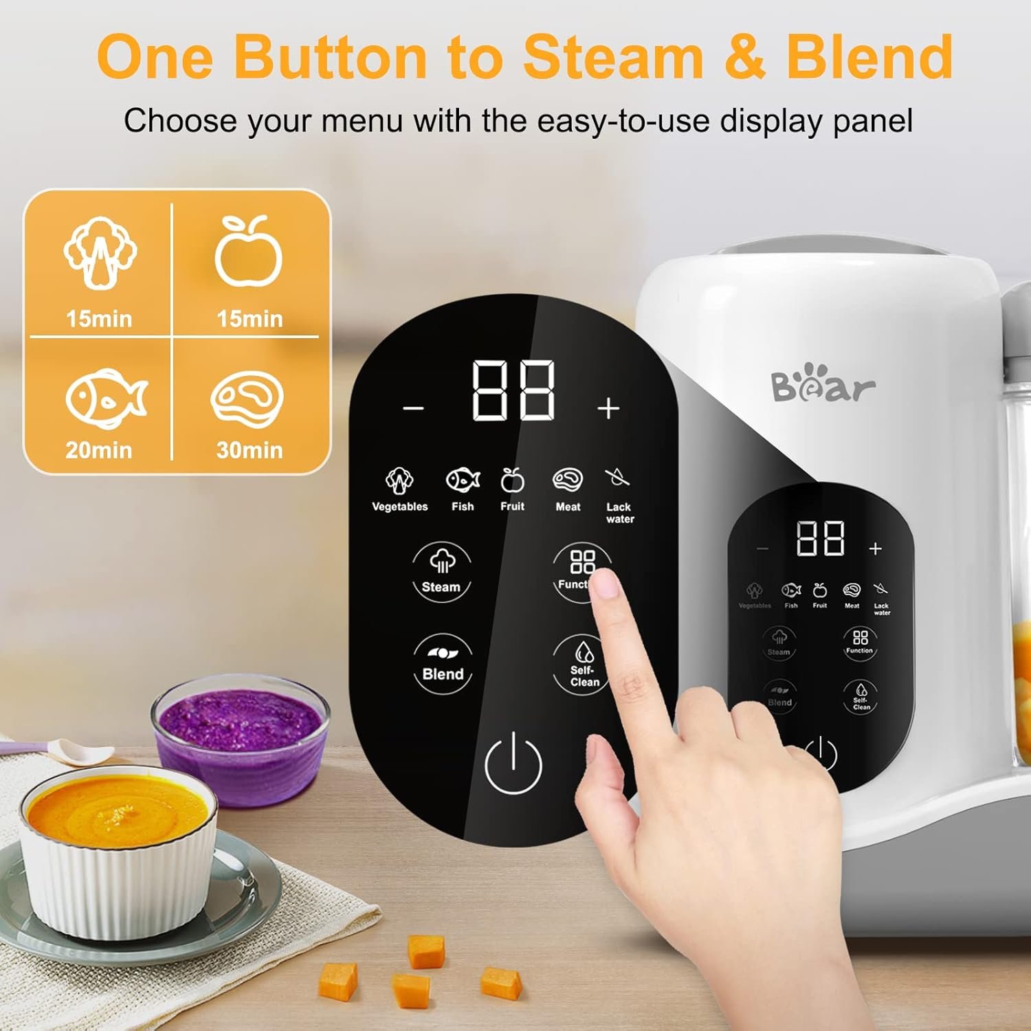 Buy BEAR 2024 Baby Food Maker: One-Step Steamer, Blender & Self-Cleaning Puree Processor - Image 3