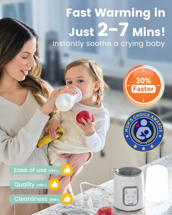 GROWNSY 8-in-1 Fast Baby Milk Warmer with Timer for Breastmilk or Formula, Accurate Temperature Control, with Defrost, Sterili-zing, Keep, Heat Baby Food Jars Function - Image 5