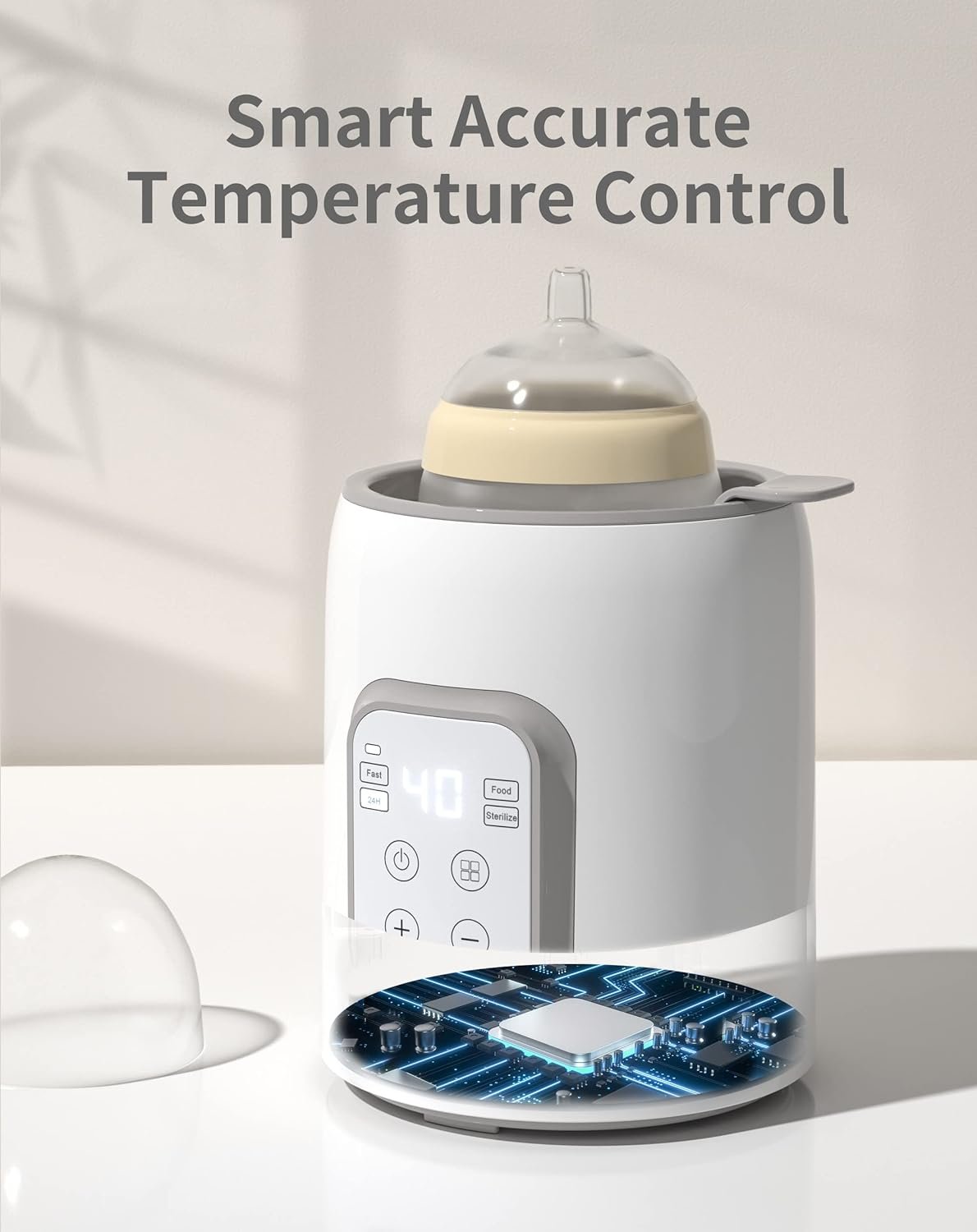 GROWNSY 8-in-1 Fast Baby Milk Warmer with Timer for Breastmilk or Formula, Accurate Temperature Control, with Defrost, Sterili-zing, Keep, Heat Baby Food Jars Function - Image 4