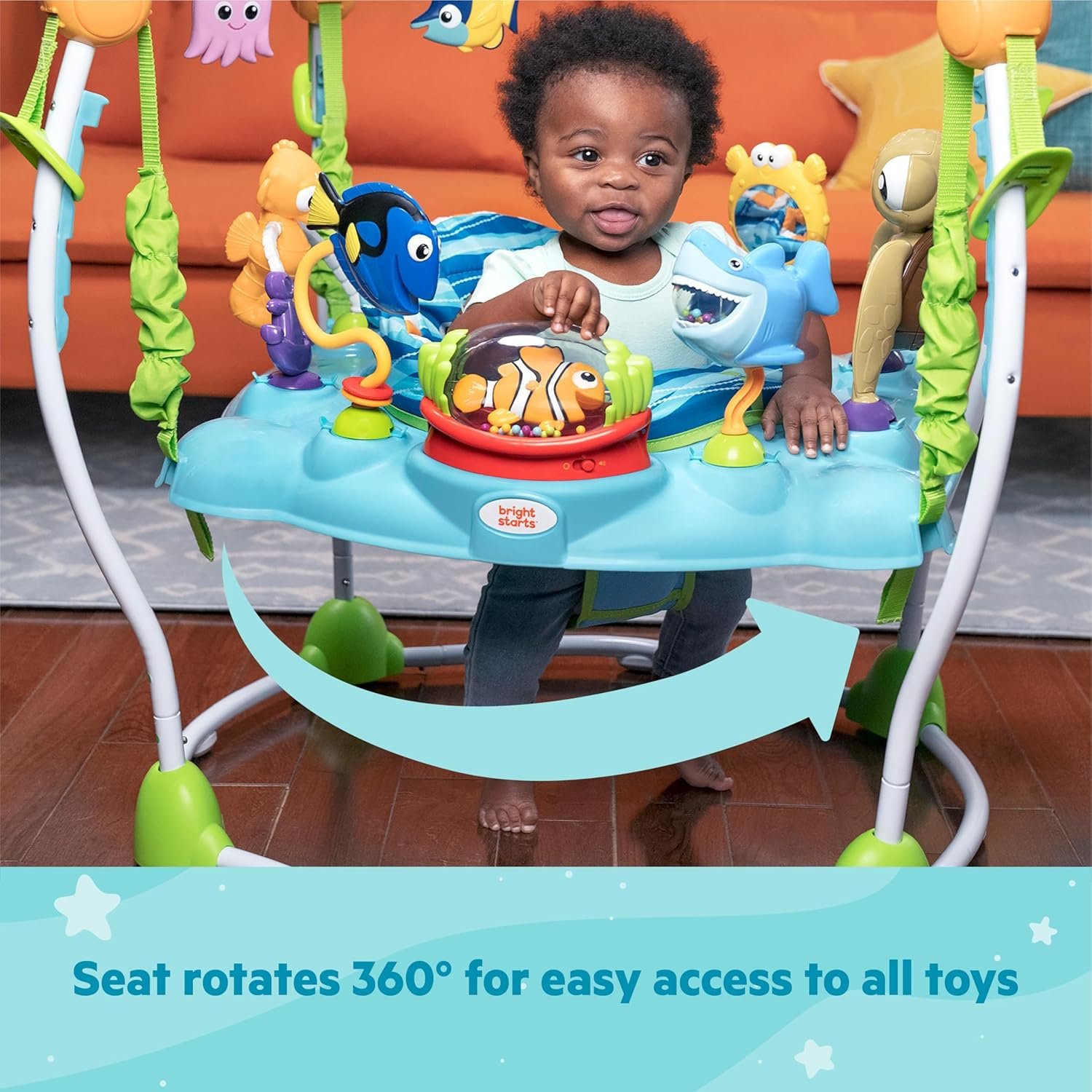 Best Bright Starts Disney Baby Jumper Review Finding Nemo Sea of Activities Jumper - Image 5