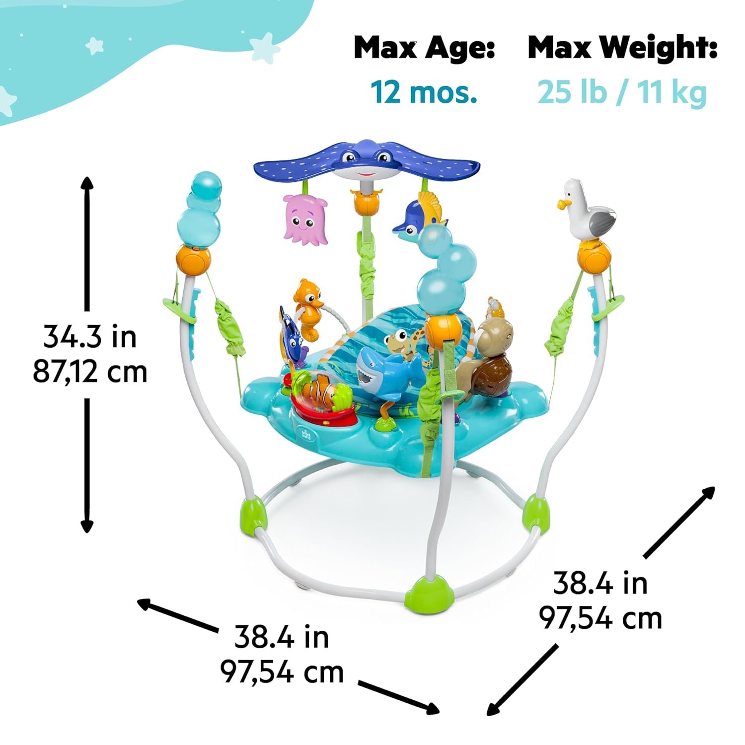 Best Bright Starts Disney Baby Jumper Review Finding Nemo Sea of Activities Jumper - Image 2