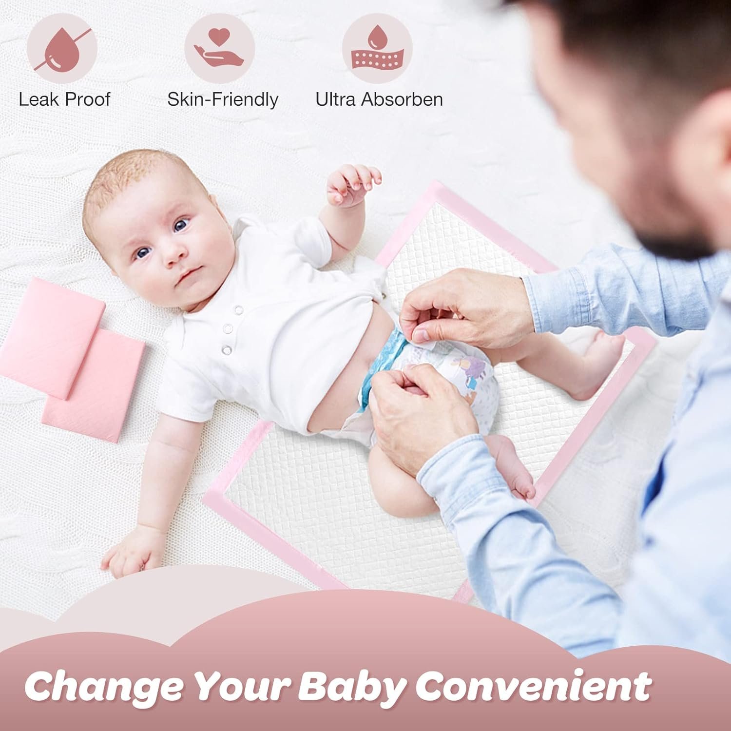 Buy Disposable Changing Pad Liners Pack of 100 Baby Incontinence Changing Pads Diaper UnderPads Ultra Soft Super Absorbent Waterproof Mat 13 x18 in - Image 6