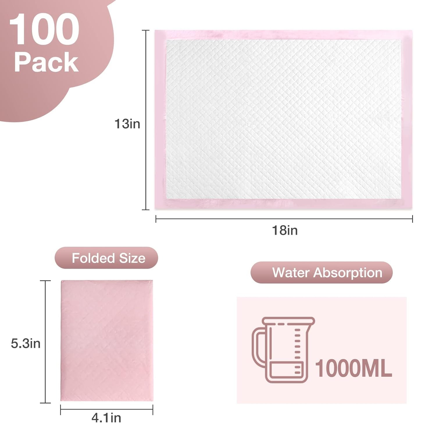 Buy Disposable Changing Pad Liners Pack of 100 Baby Incontinence Changing Pads Diaper UnderPads Ultra Soft Super Absorbent Waterproof Mat 13 x18 in - Image 4