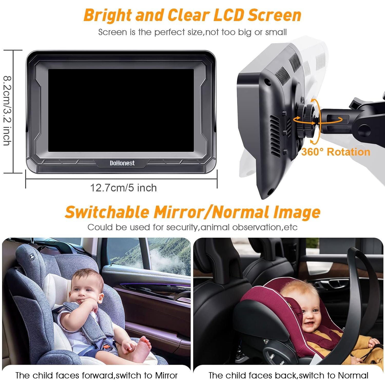 Latest DoHonest Baby Car Camera HD 1080P: Rear-Facing Infant Monitor for Safer Driving - Image 5