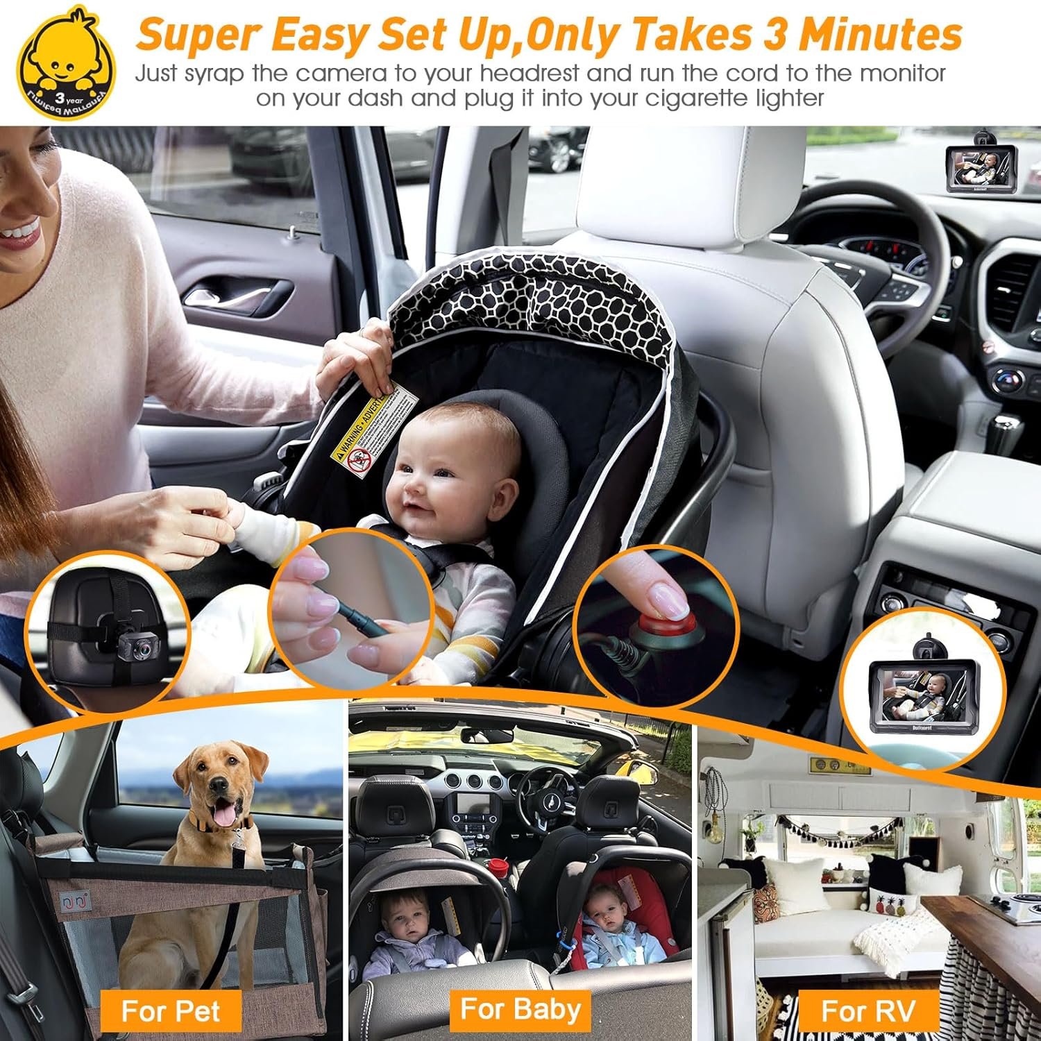 DoHonest Baby Camera 1080P – HD Wireless Baby Monitor with Night Vision & 360° Rotation, 2-Way Audio, Safety & Easy Setup.