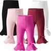 dream bus, baby girl bell bottom pants, toddler girl flare leggings, ribbed baby pants, baby girl ruffle leggings,