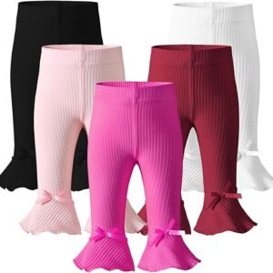 dream bus, baby girl bell bottom pants, toddler girl flare leggings, ribbed baby pants, baby girl ruffle leggings,