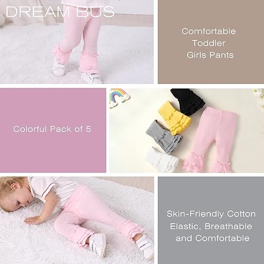 Best Limited DREAM BUS 5 Pack Baby Girl Bell Bottoms Stylish Pants. - Image 10