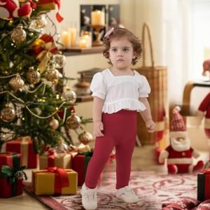 DREAM BUS 5 Pack Toddler Girl Pants Soft Cotton Ribbed Leggings & Joggers