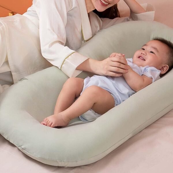 Best Lucakuins Baby Lounger, Bionic Design, Newborn to 24 Months, Soft Organic Cotton Breathable Lounger Pillow, Blue - Image 2