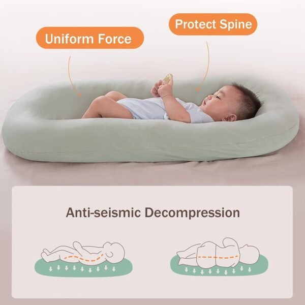 Best Lucakuins Baby Lounger, Bionic Design, Newborn to 24 Months, Soft Organic Cotton Breathable Lounger Pillow, Blue - Image 7
