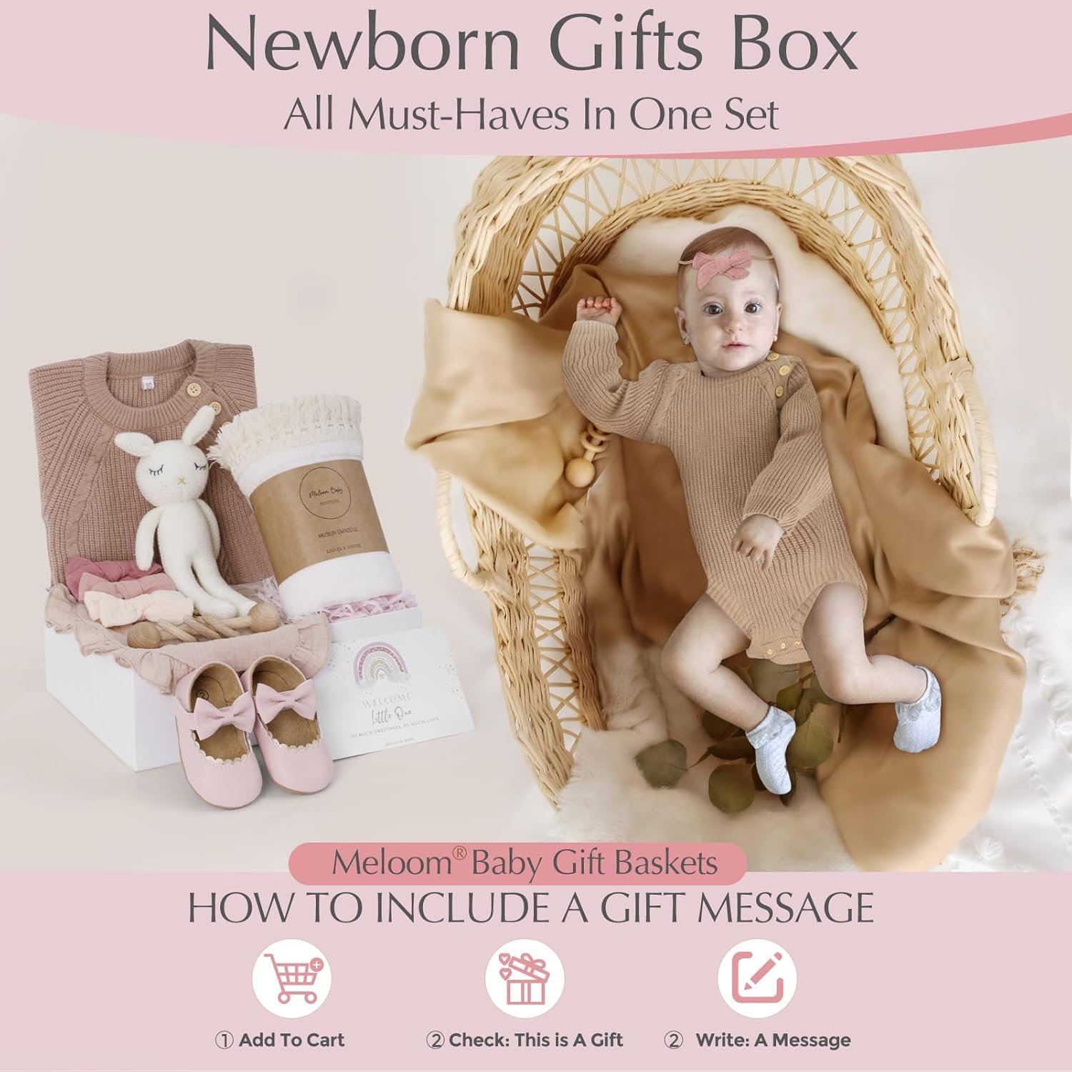 Best  Meloom Deluxe Baby Girl Gift Set Review – A Premium Newborn Baby Shower Gifts Basket - Image 4