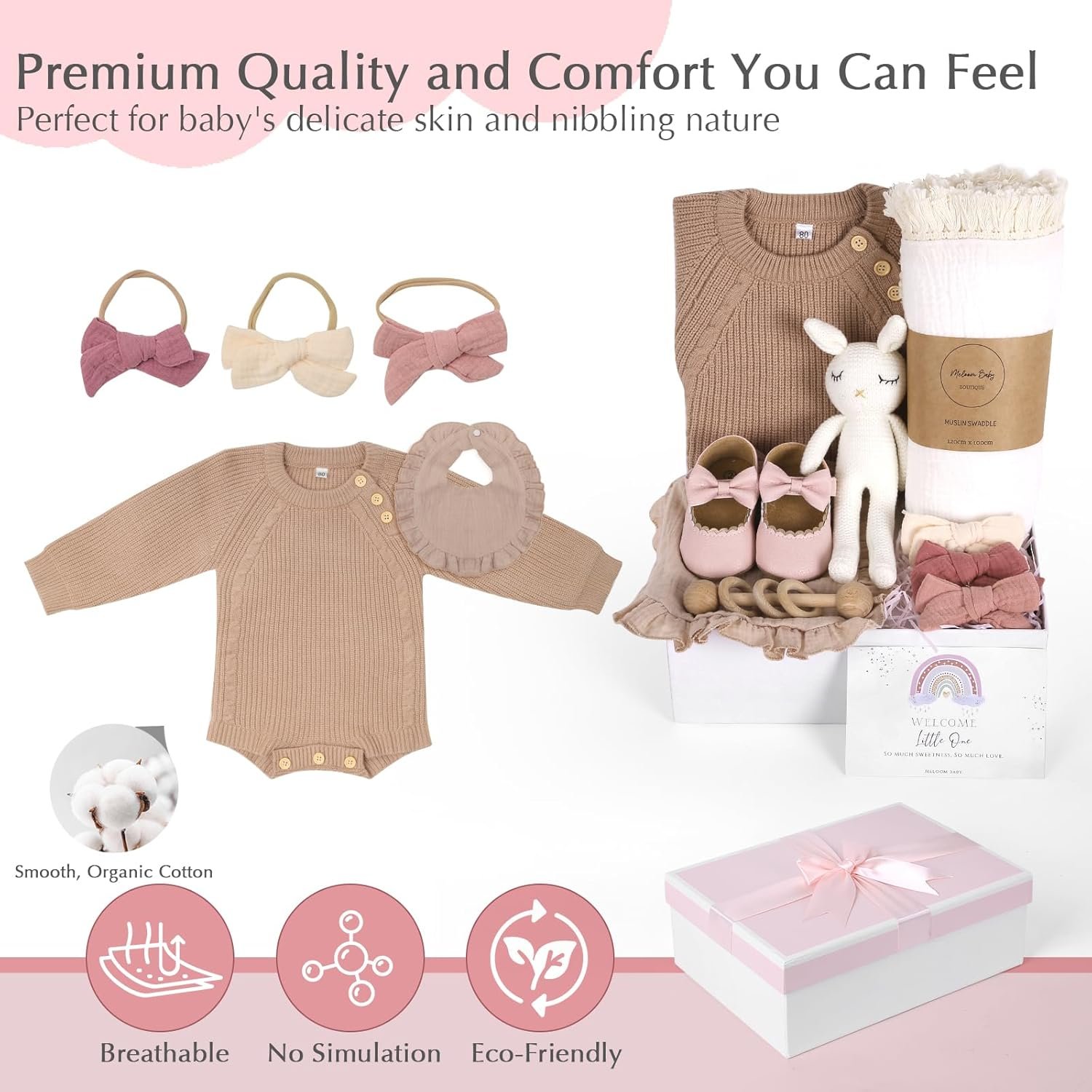 Best  Meloom Deluxe Baby Girl Gift Set Review – A Premium Newborn Baby Shower Gifts Basket - Image 3