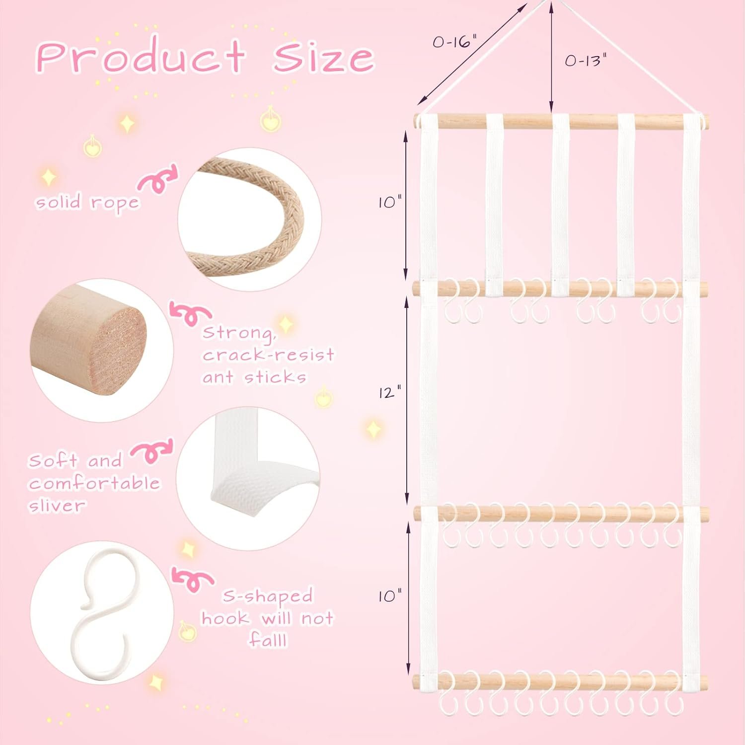 Buy POVETIRE Headband Holder Hair Bows Organizer for Girls, Baby Headbands Hair Accessories Organizer Storage Wall Hanging Decor for Toddler Girls Room - Image 3
