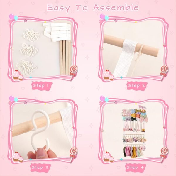 Buy POVETIRE Headband Holder Hair Bows Organizer for Girls, Baby Headbands Hair Accessories Organizer Storage Wall Hanging Decor for Toddler Girls Room - Image 2