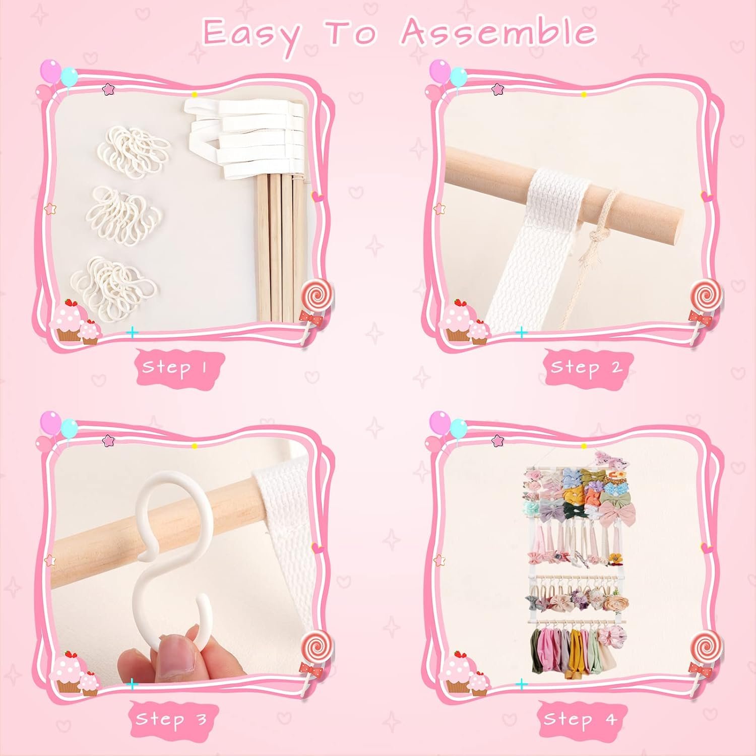 Buy POVETIRE Headband Holder Hair Bows Organizer for Girls, Baby Headbands Hair Accessories Organizer Storage Wall Hanging Decor for Toddler Girls Room - Image 2