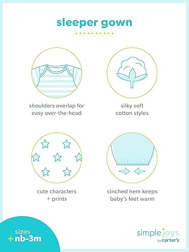 Buy Simple Joys by Carter's Baby 3-Pack Neutral Cotton Sleeper Gown Review - Image 4