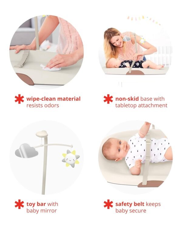 Best Skip Hop Baby Changing Pad Nursery Style Wipe-Clean Contoured with Cushioned Foam Oat - Image 4