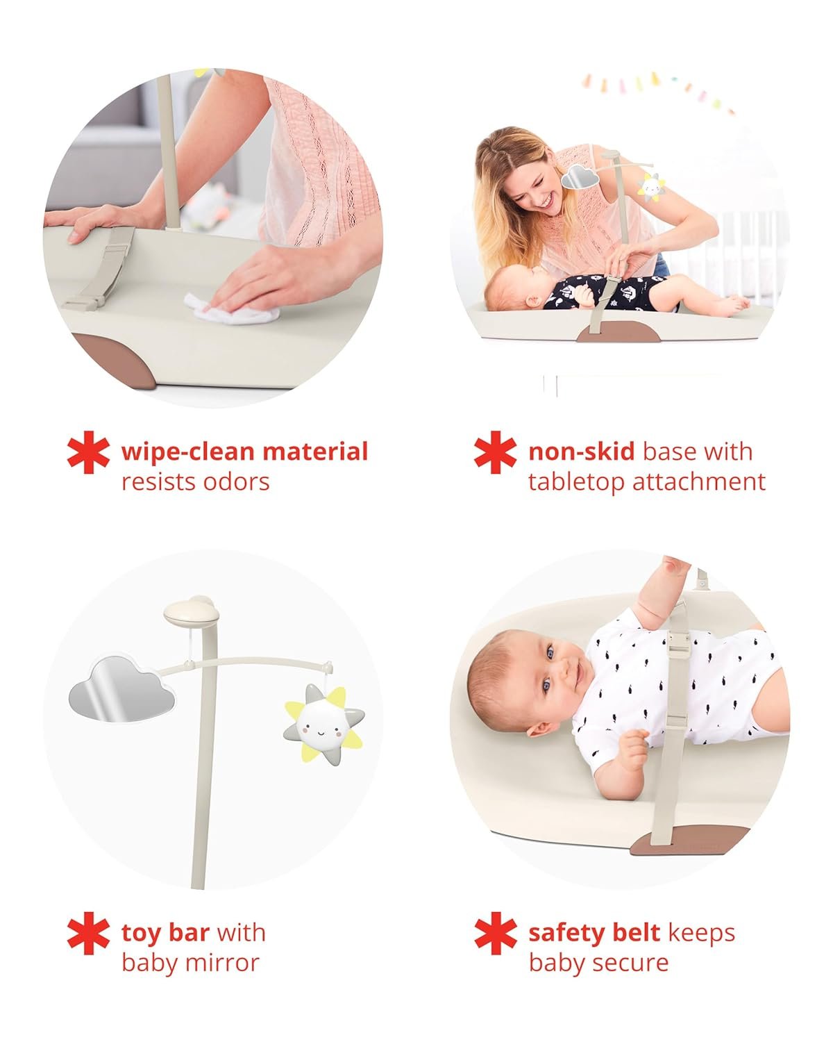 Best Skip Hop Baby Changing Pad Nursery Style Wipe-Clean Contoured with Cushioned Foam Oat - Image 4