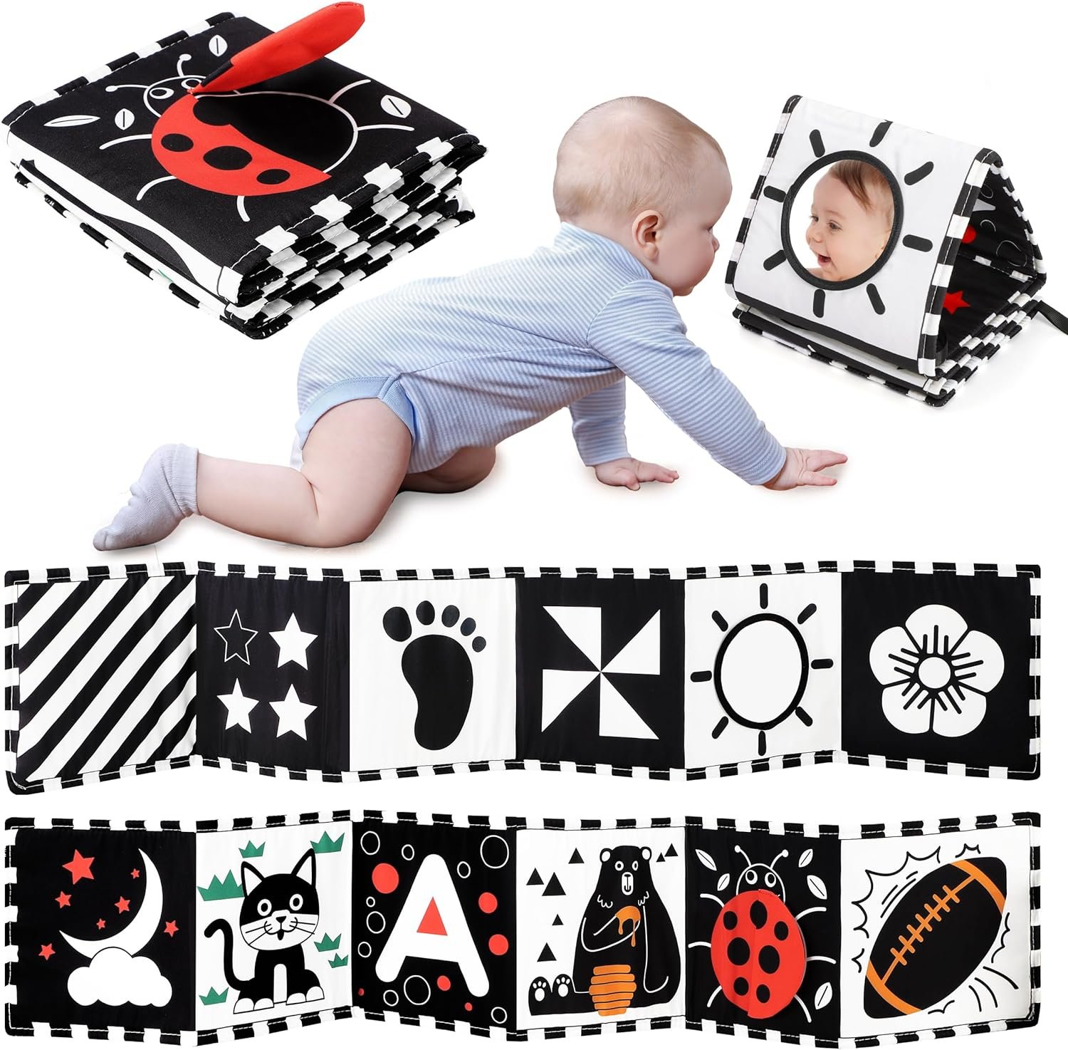 Best URMYWO Black and White Baby Toys – High Contrast Soft Baby Book for Newborns - Image 7