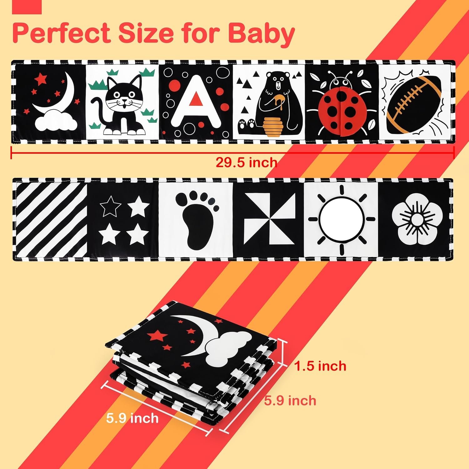 Best URMYWO Black and White Baby Toys – High Contrast Soft Baby Book for Newborns - Image 6