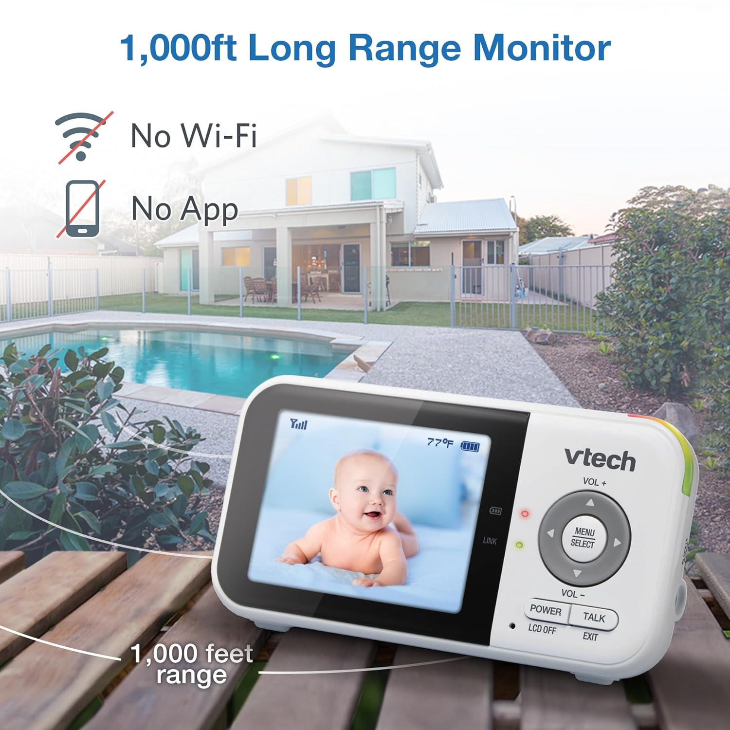 Best VTech VM819 Baby Monitor with Camera and Audio, 2.8” Screen Portable Baby Camera, Night Vision, 2-Way Audio, Temperature Sensor and Lullabies, Secure Transmission No WiFi, Ideal for Baby/Elderly/Pet - Image 8