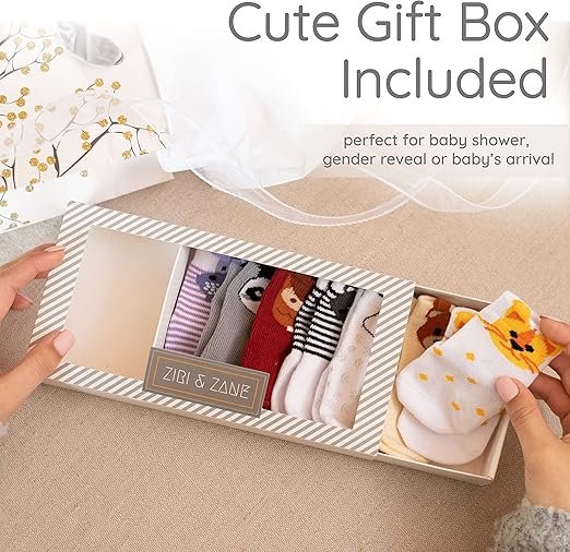 Best ZIRI & ZANE Baby Sock Gift Set - 7 Unique Pairs, Cute & Funny Unisex Newborn Gifts for Baby Showers & Registries - Image 4